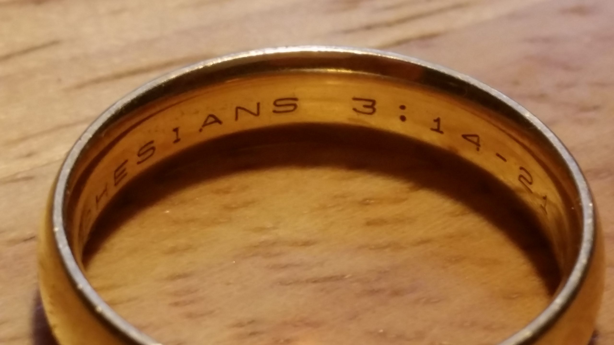 Wedding Band with Ephesians 3:14-21 inside