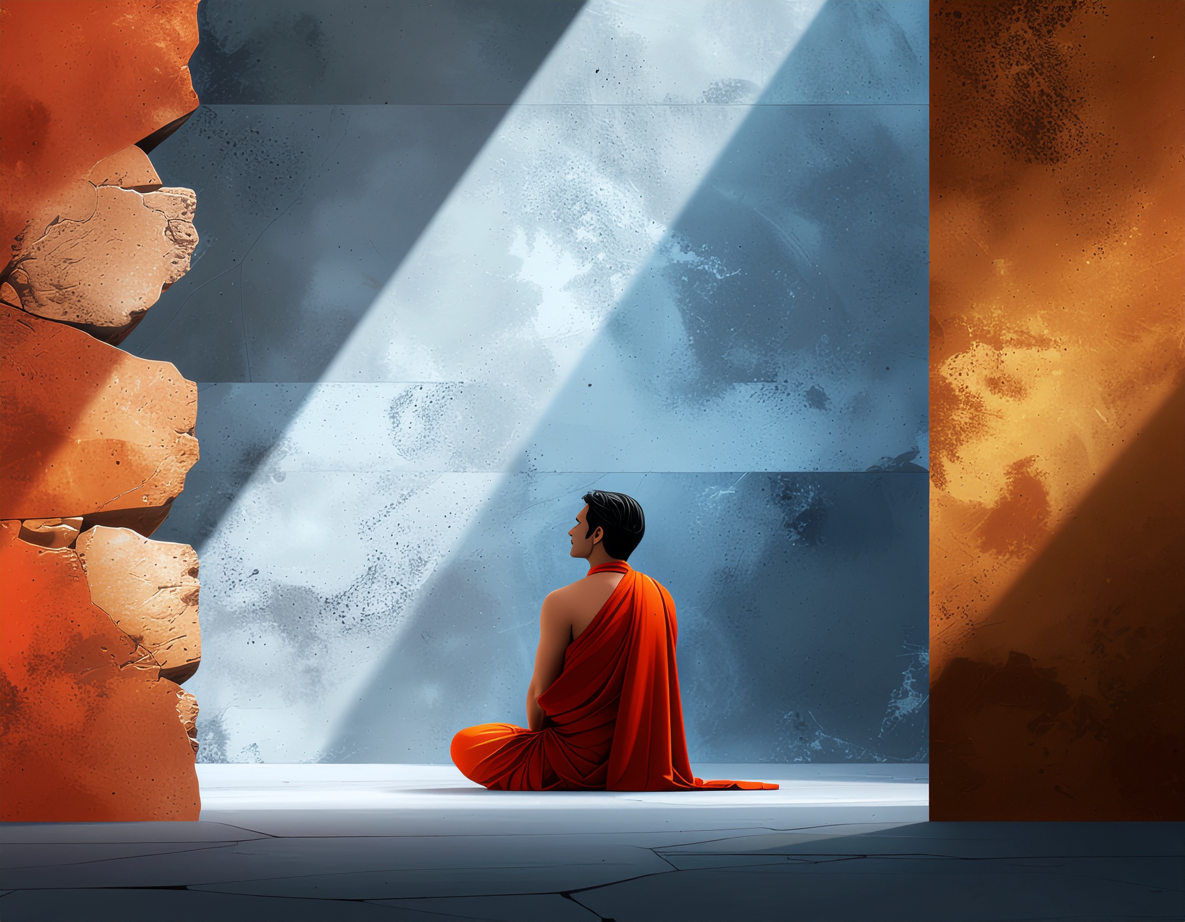An image intended to portray the tensions of grief between revenge, justice, and inner peace.