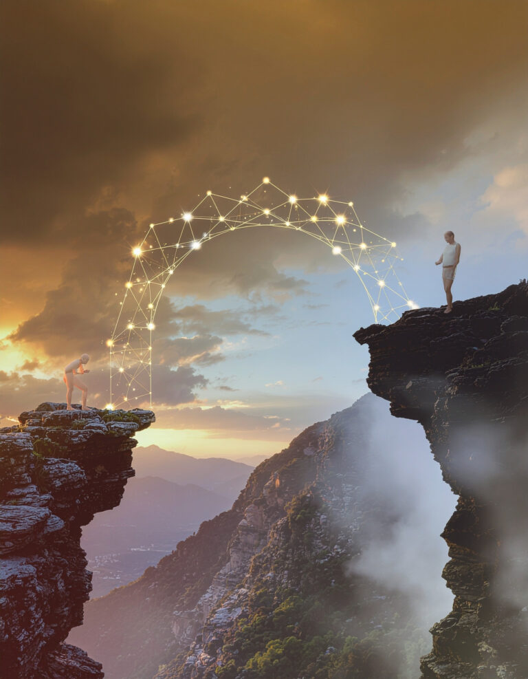 Light crossing a gap illustrating the value of dialogue